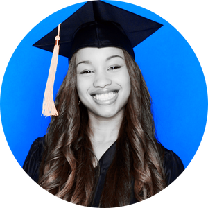 teen girl in graduation cap and gown